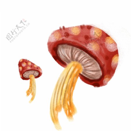 红色蘑菇插画图案