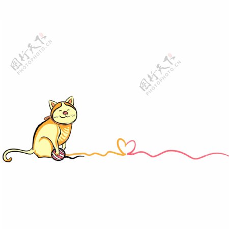 黄色的猫咪分割线插画