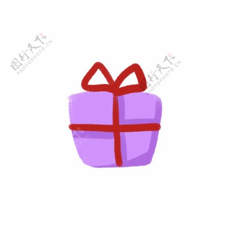 卡通紫色礼物盒png免抠