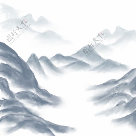 中国风山水水墨重叠深山