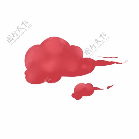 天空云朵手绘红色云朵
