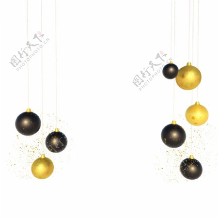 C4D立体圣诞节黑金风格装饰元素球