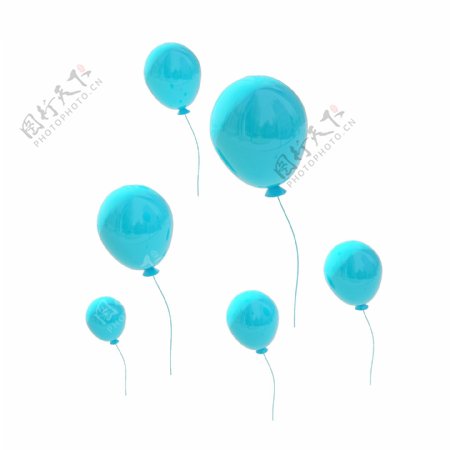 3D蓝色卡通悬浮气球卡通立体C4D电商