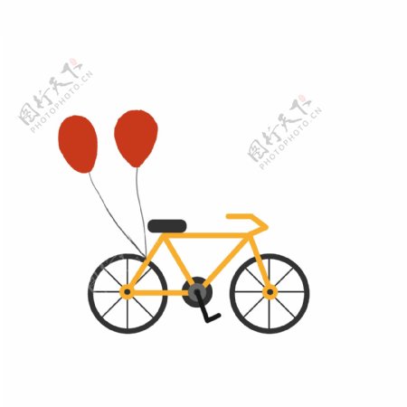 情人节黄色的自行车插画