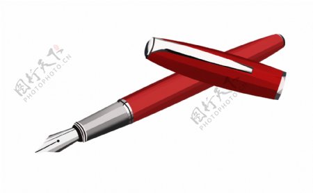红色钢笔创意插画