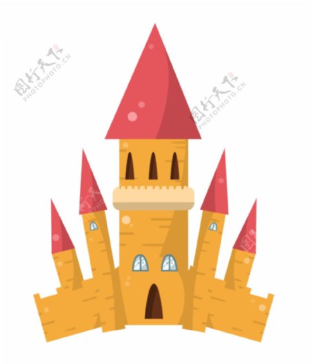 古风城堡装饰插画