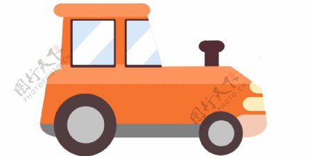 卡通橙色拖拉机插画
