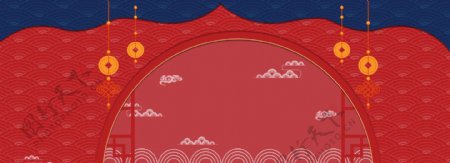 中国风电商海报背景banner