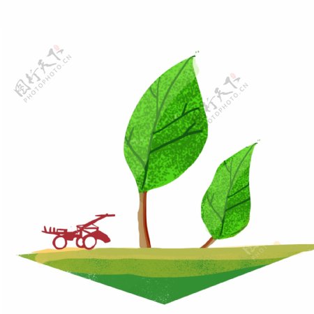 绿叶小树装饰插画