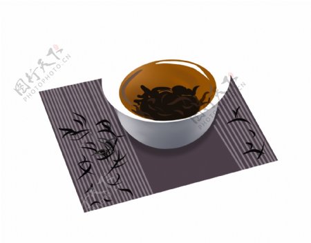 桌垫上的茶杯插画