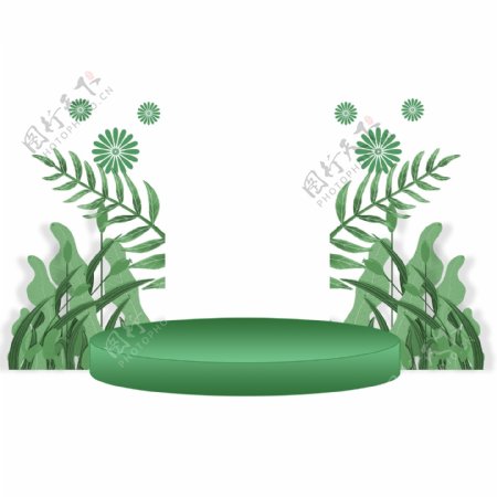 绿色植物舞台元素
