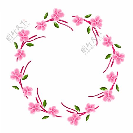 樱花花环装饰插画