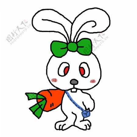 超萌兔子白色兔子卡通插画卡通可爱
