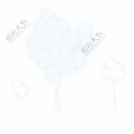 假日节日白色发光气球手绘插画psd