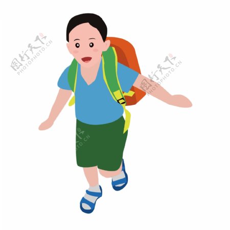 背着书包上学的小男孩矢量素材