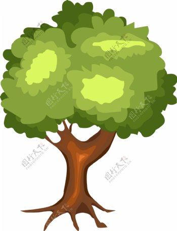 矢量卡通绿色的树木