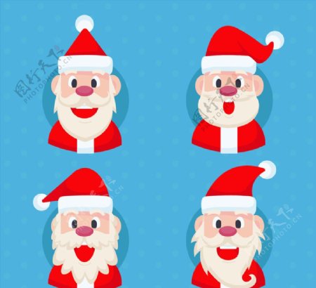 4款卡通圣诞老人表情头像