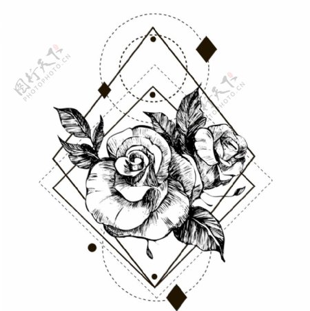 玫瑰花纹身图案设计