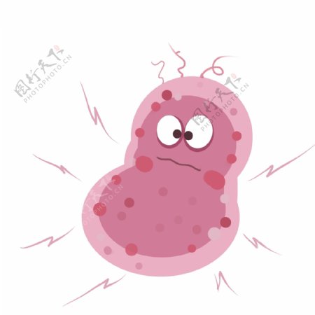 粉色的拟人细菌插画