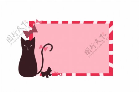 黑猫红色边框插画