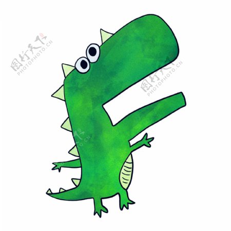 张大嘴的绿色小恐龙