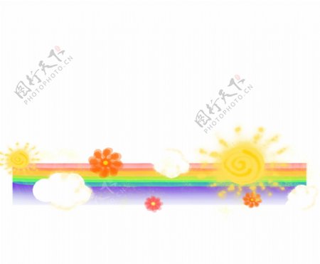 太阳彩虹分割线插画