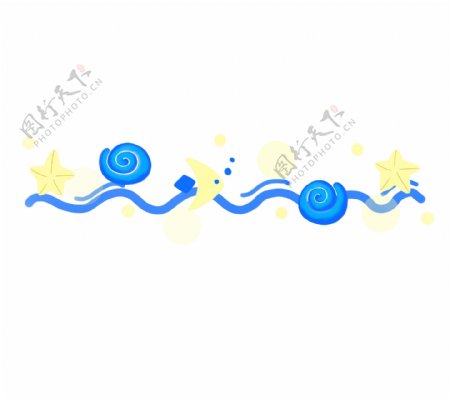 蓝色蜗牛分割线插画