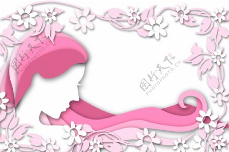 粉色的妇女节剪纸边框