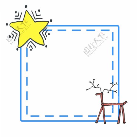 五角星和麋鹿边框插画