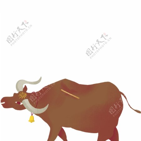 卡通红色的小牛免抠图