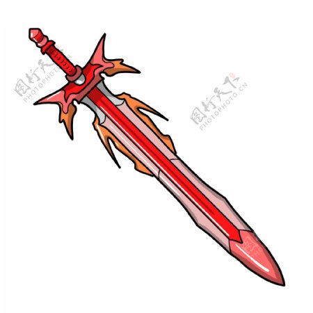 卡通红色装饰长剑
