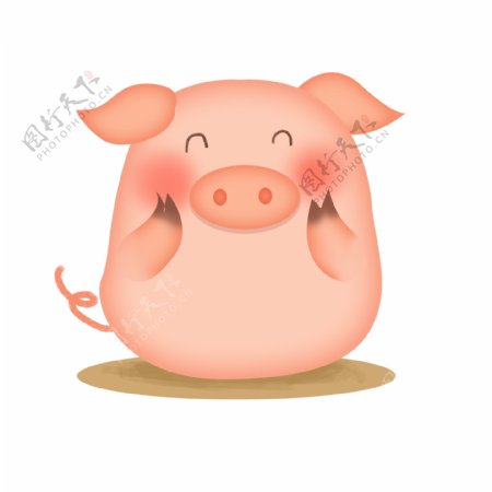 笑眯眯小猪手绘插画