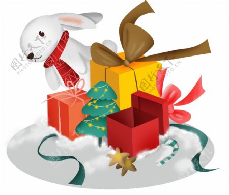 圣诞节礼物和兔子
