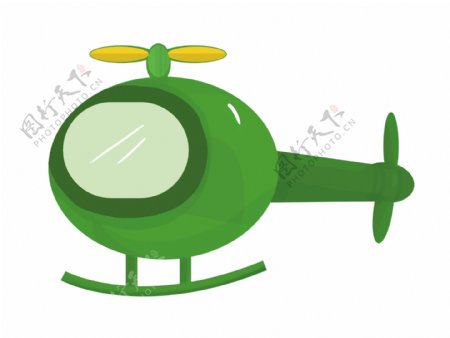 手绘绿色的飞机插画