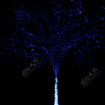 手绘唯美梦幻游离无数星点的蓝色精灵树背景