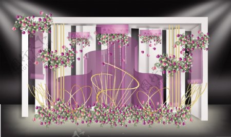 紫色简约婚礼效果图设计
