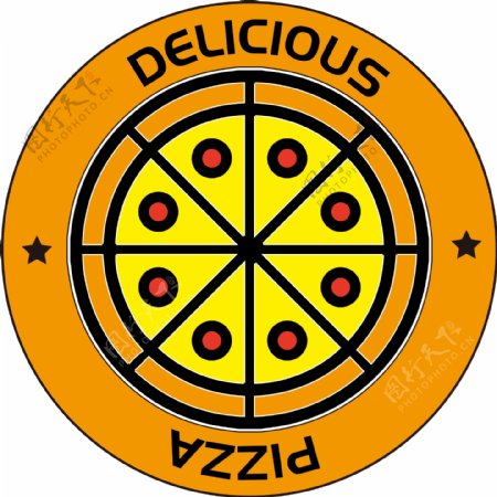 披萨食品西餐图标徽章标签logo设计