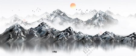 新中式大气水墨风格中国风山水装饰画