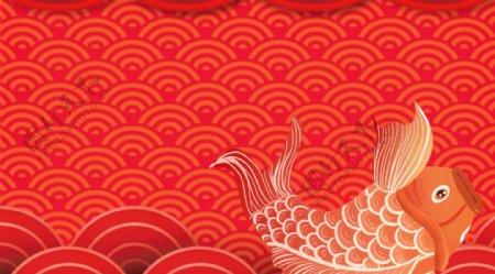 中国红喜庆红色新年背景设计