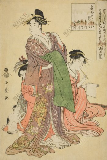 日式美女玄关装饰画