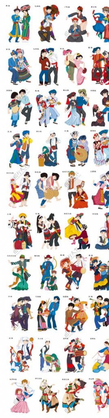 中国56个名族风俗人物
