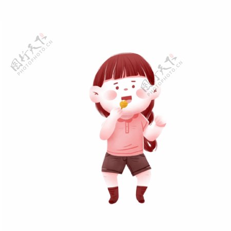 卡通可爱儿童节吃棒棒糖的女孩