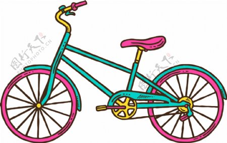 彩绘拼色自行车矢量素材