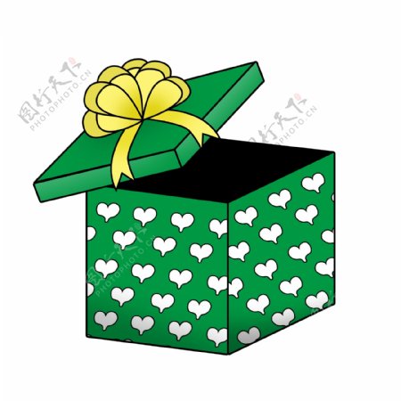 表白日绿色礼物盒手绘卡通装饰