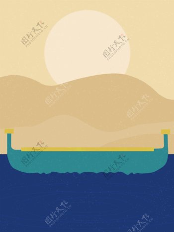 夏季海上船只背景设计