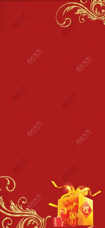 红色2019新年展板背景