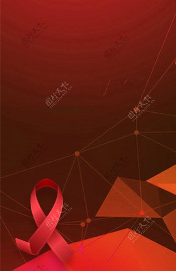 红色简约国际艾滋病背景展板