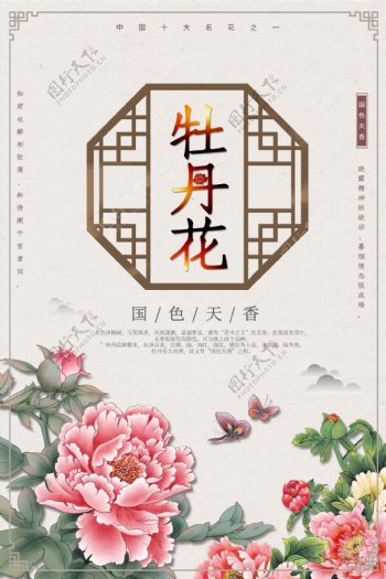 中国风牡丹花海报