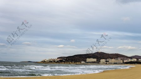 沙滩海岸线高清风景图片