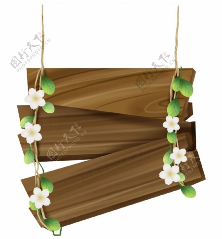 木板标题框和花藤